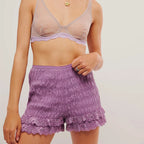 Women's purple smocked shorts for y2k fashion style