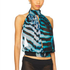 Women's blue halter neck blouse, perfect for y2k fashion looks