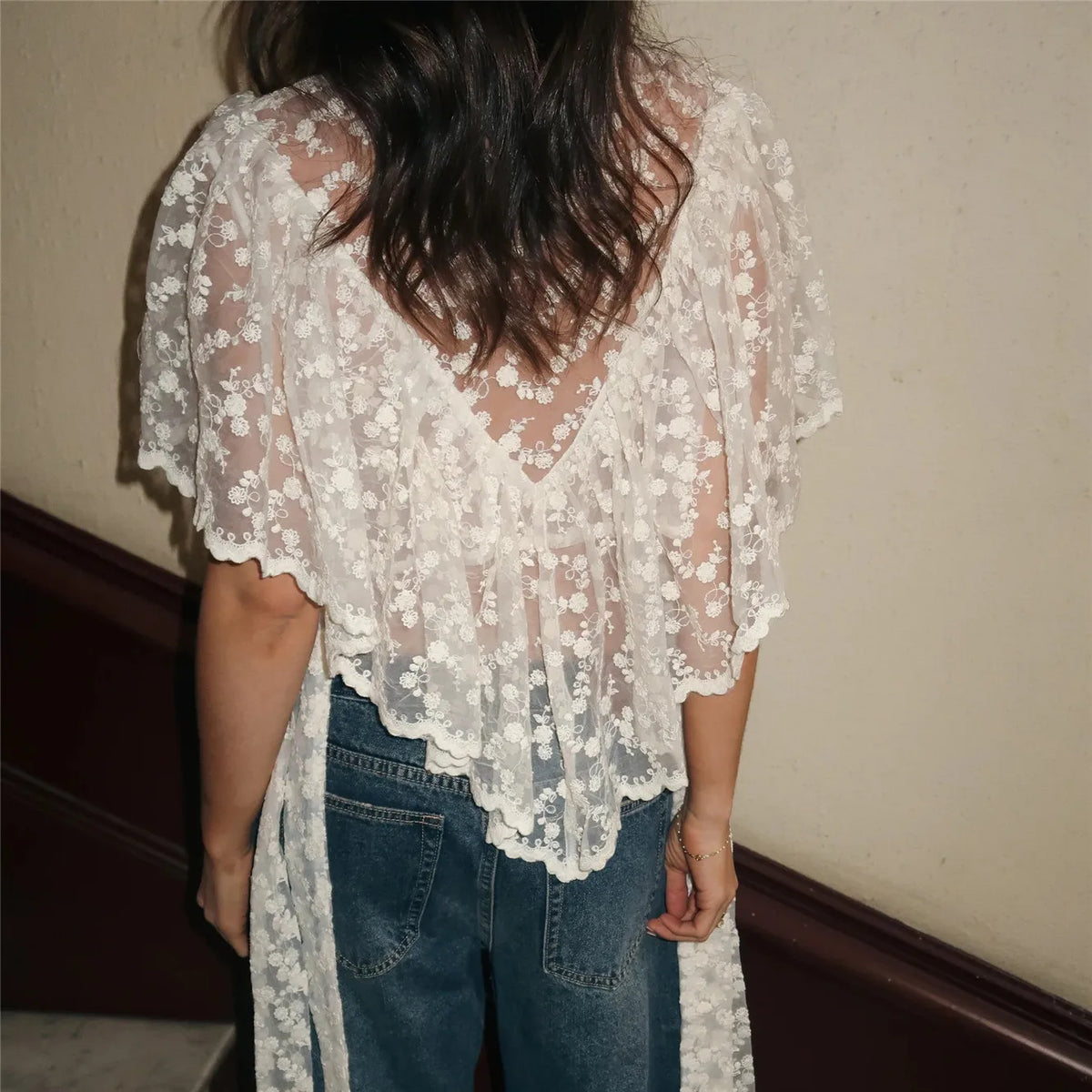 White floral lace shawl, perfect accessory for y2k fashion