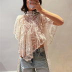 women's sheer lace top in white for y2k fashion style