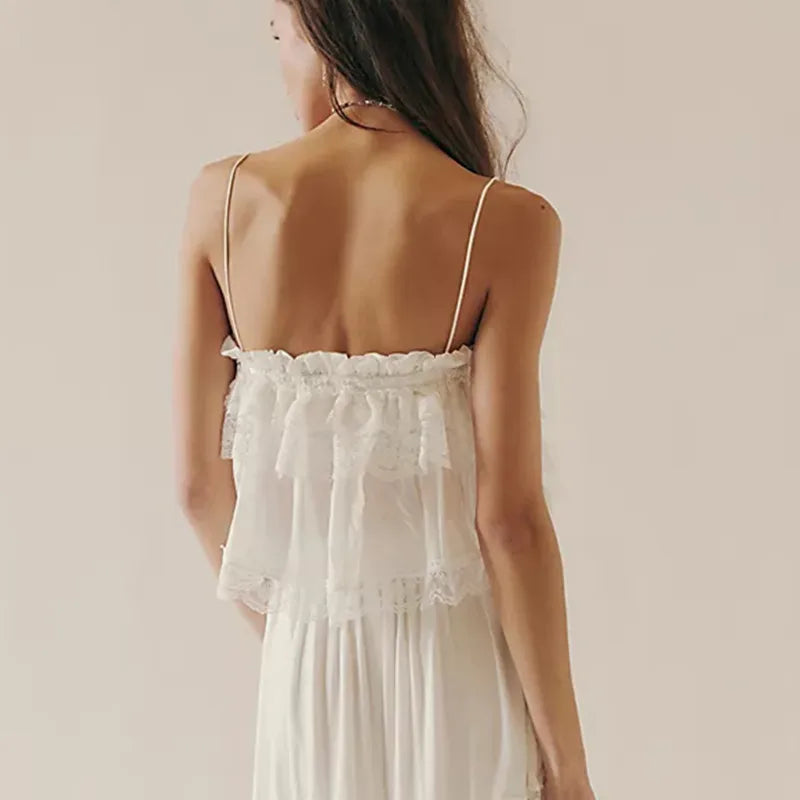 Women's white ruffled top, lightweight fabric, y2k fashion style
