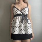 Women's polka dot top, lightweight fabric, casual y2k fashion