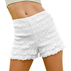 White lace trim women's shorts, perfect for y2k fashion style