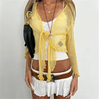 Women's yellow knit cardigan for y2k fashion stylish layering