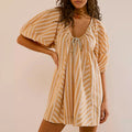 Women's striped mini dress in beige, perfect for y2k fashion style