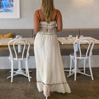 Women's cream maxi dress, lightweight fabric, perfect for summer outings, y2k outfits