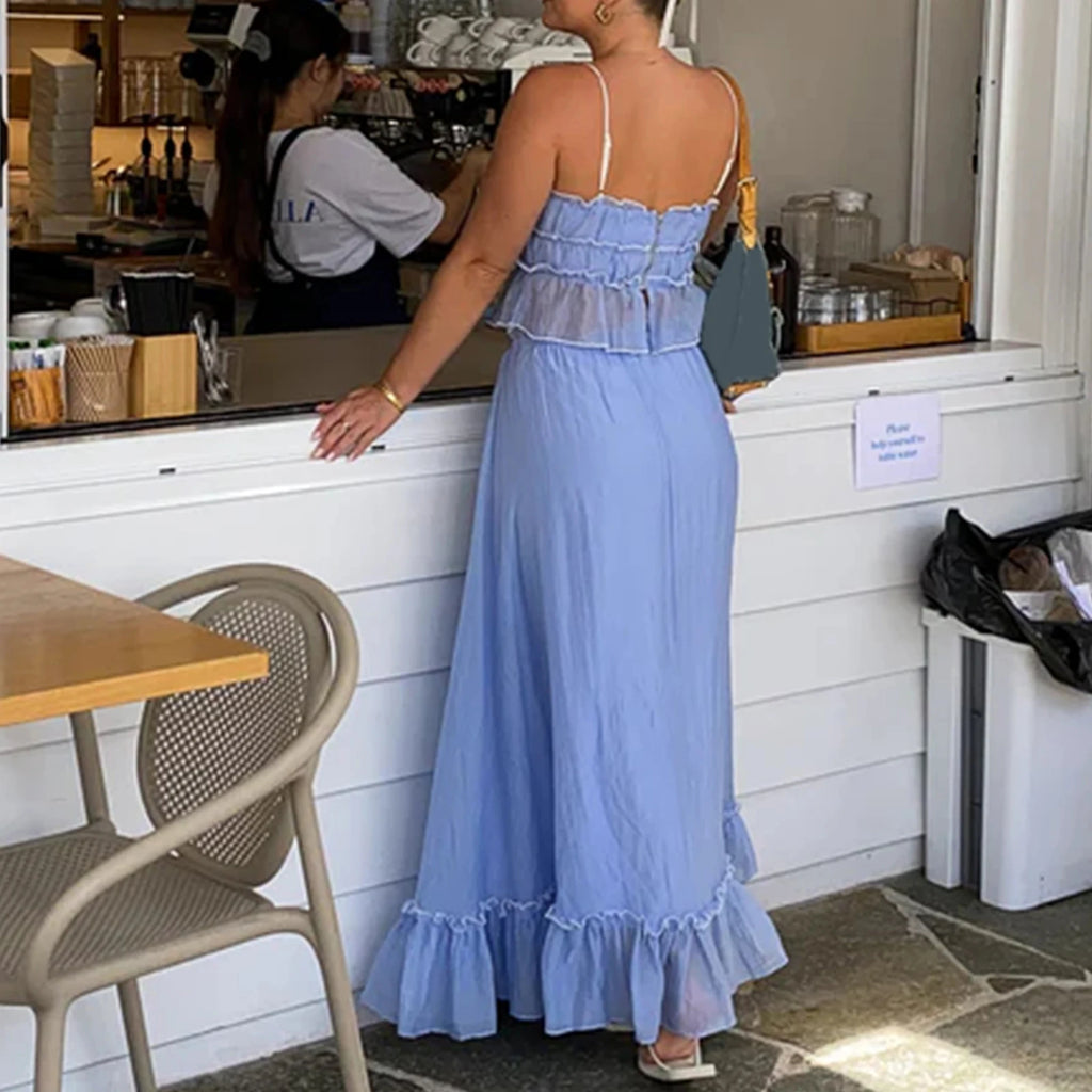 Women's blue y2k outfits, lightweight fabric, perfect for summer events