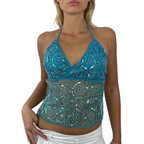 Débardeur à sequins Y2K pour femmes tendance