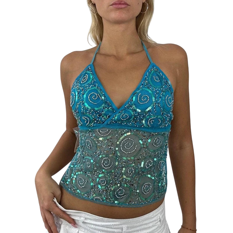 Y2K Sequin Cami Tank Top for Trendy Women
