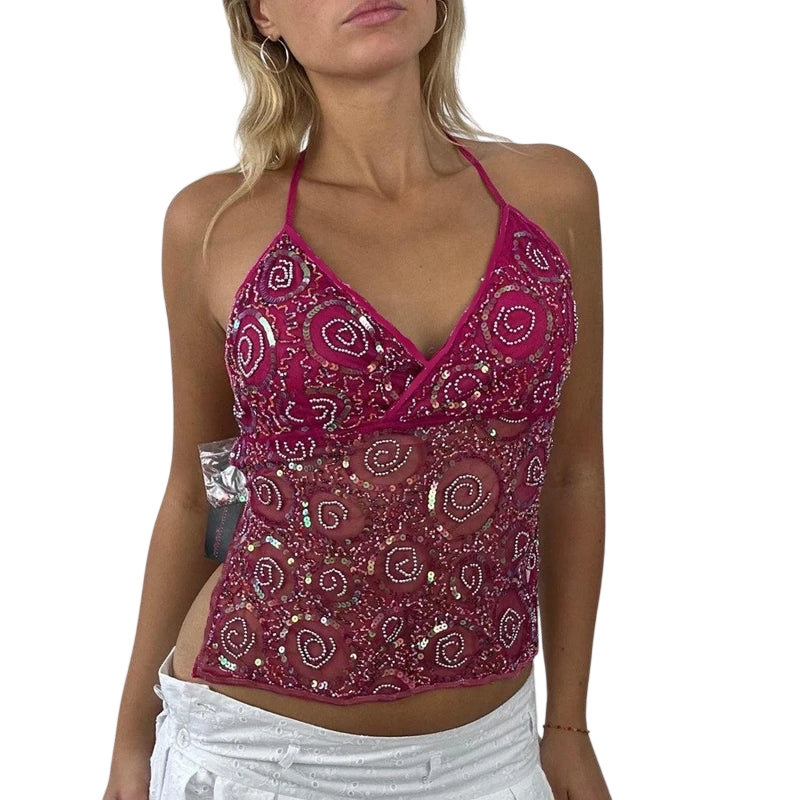 Y2K Sequin Cami Tank Top for Trendy Women