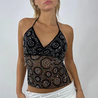 Y2K Sequin Cami Tank Top in black, perfect for night outings