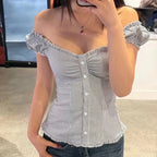 Women's striped y2k shirt, lightweight cotton for casual outings