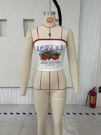 Women's graphic y2k tube top, white cotton, casual wear