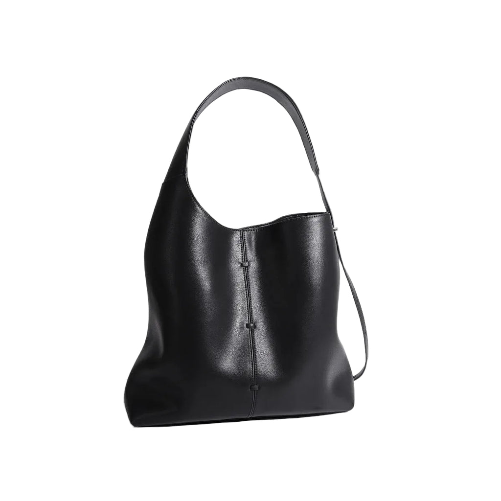 Black leather tote bag, stylish and perfect for daily use