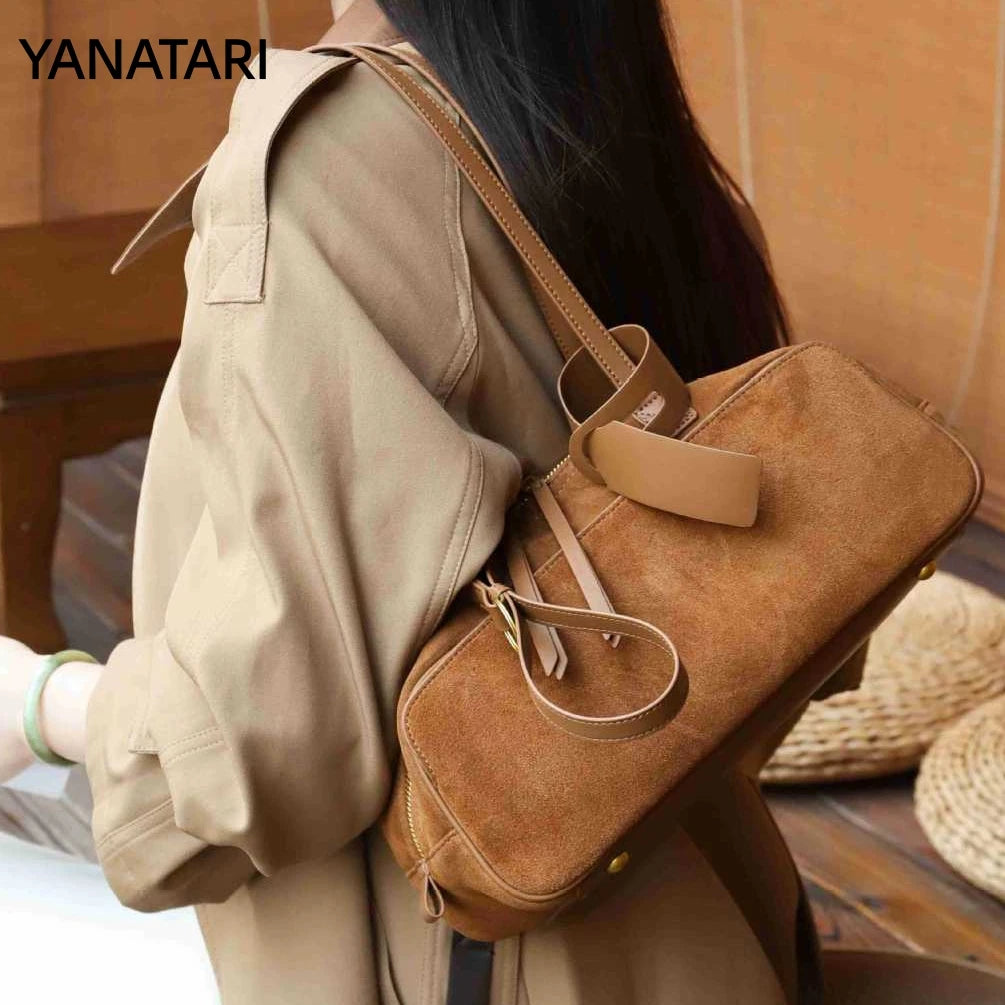 Brown suede tote bag, stylish accessory for daily use