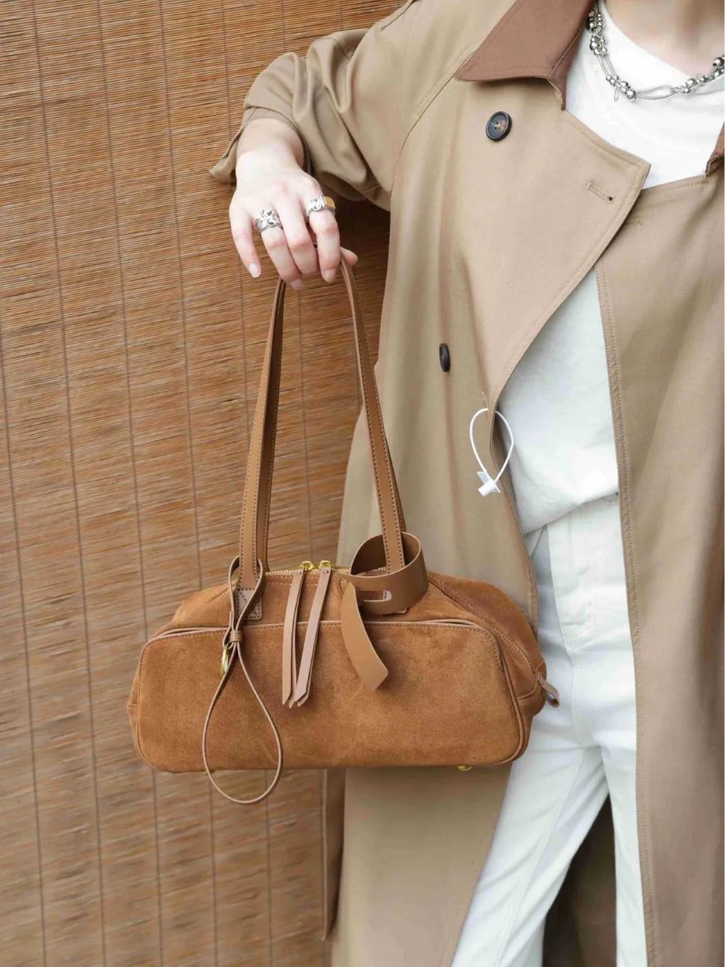Brown suede tote bag for stylish everyday use