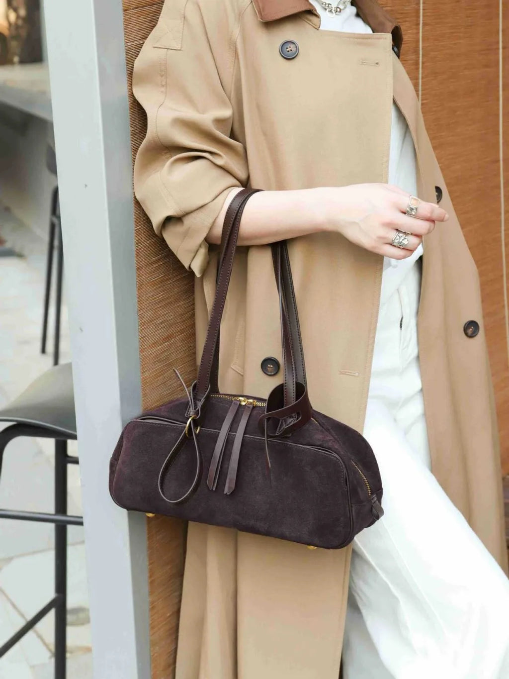 Brown suede tote bag perfect for everyday use