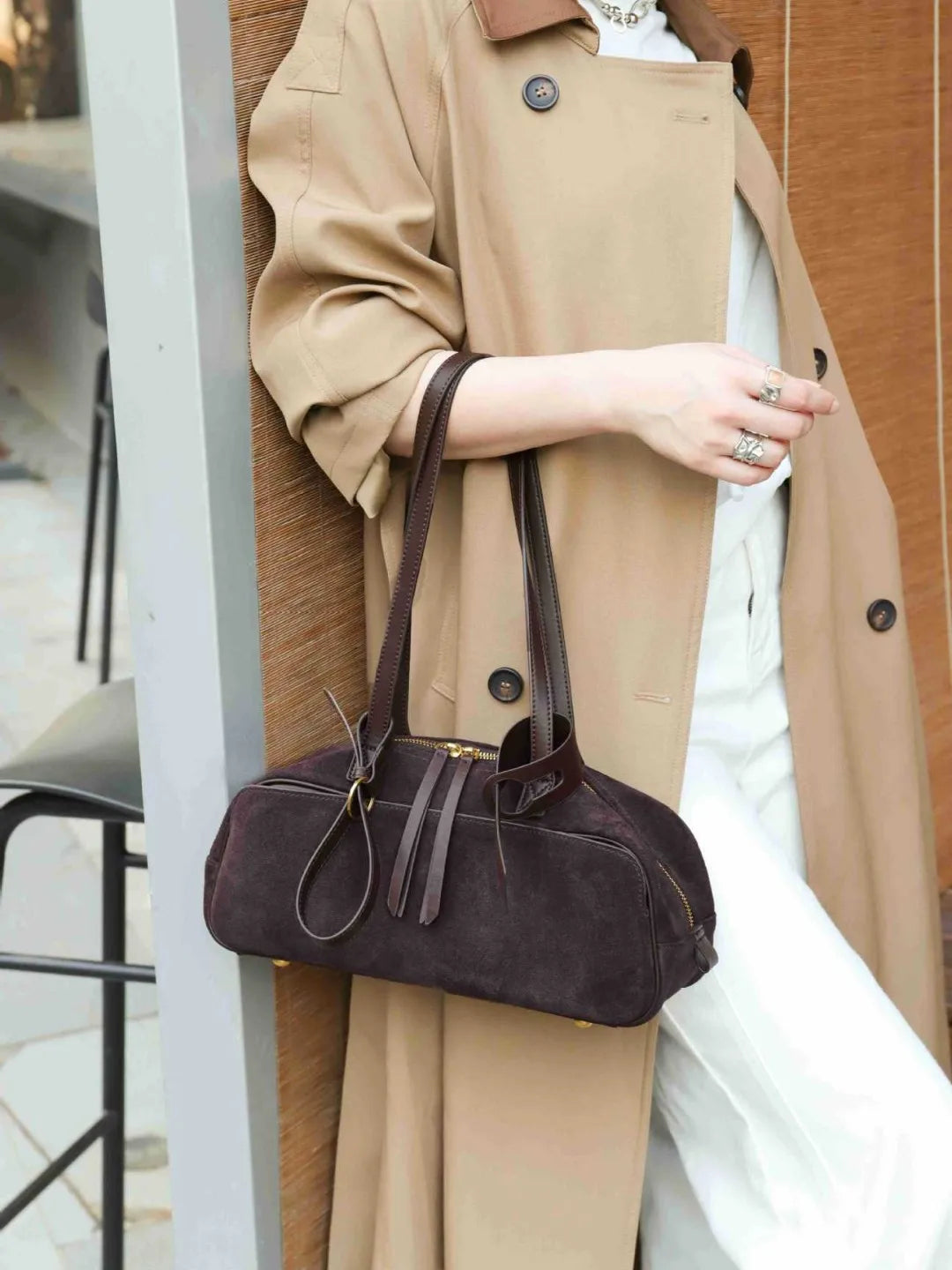Brown suede tote bag perfect for everyday use