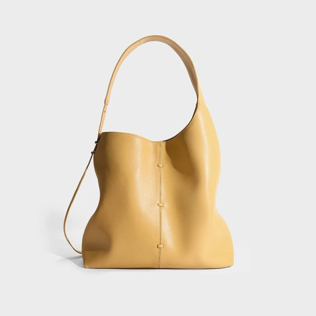 Yellow leather tote bag, perfect for everyday use