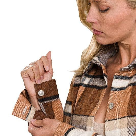 Women's Coats & Jackets Yarn Dyed Plaid Shacket