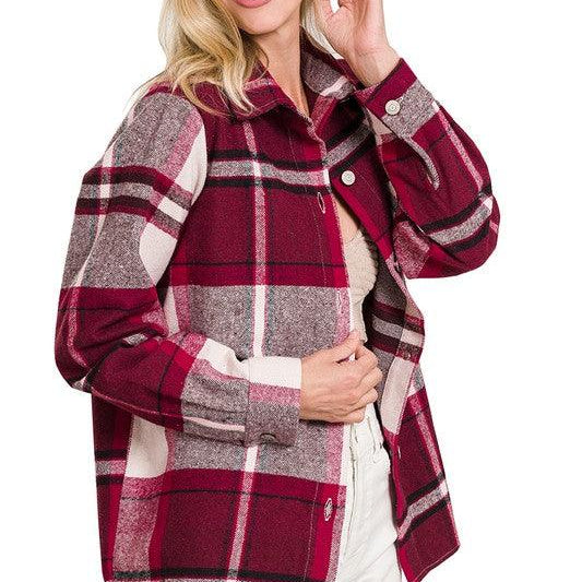 Women's Coats & Jackets Yarn Dyed Plaid Shacket