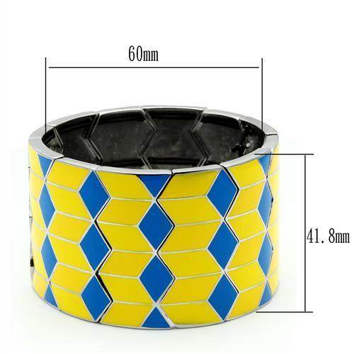 VacationGrabs yellow and blue diamond bracelet featuring a geometric pattern and vibrant colors