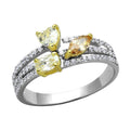 Yellow gold accent silver ring for women featuring sparkling gemstones and a stylish design