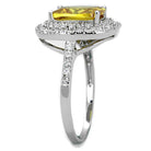 Elegant yellow topaz halo ring with a shimmering diamond accent band for women