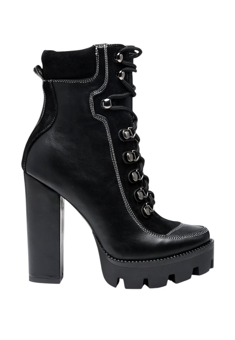 Yeti High Heel Lace Up Biker Boots
