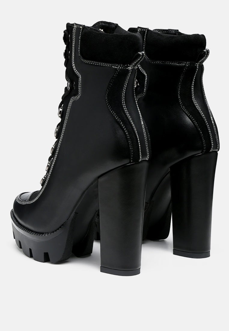 Yeti High Heel Lace Up Biker Boots
