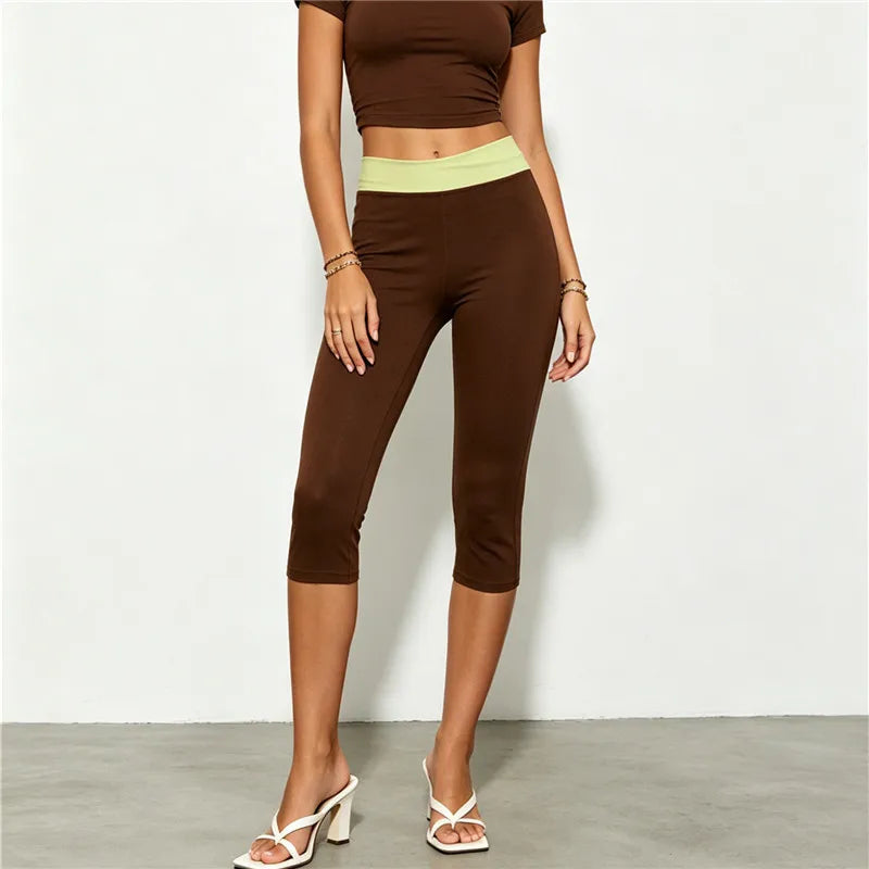Women's brown yoga pants, soft material for yoga and workouts