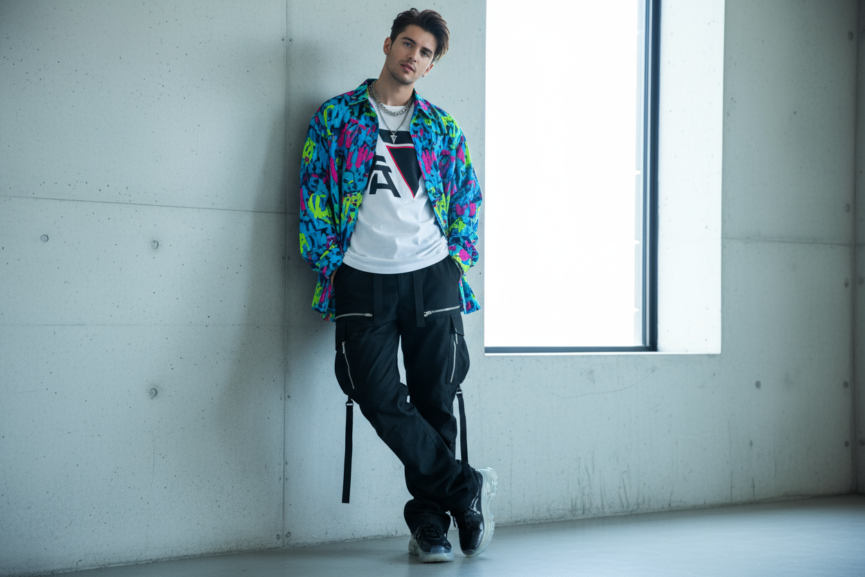 younger with trendy shirt