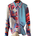 Colorful women's button up shirt for men, ideal for casual wear