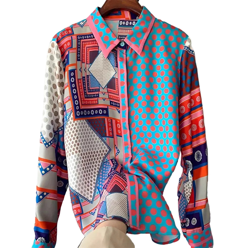 Colorful women's button up shirt for men, ideal for casual wear