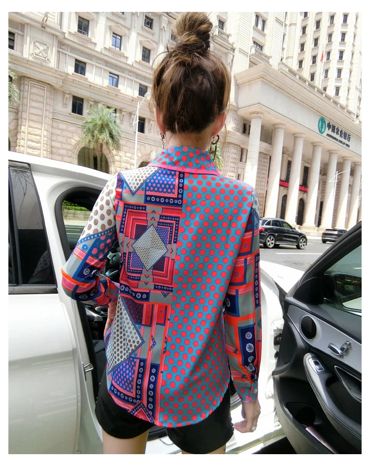 Women's colorful button up shirt for men, stylish summer wear