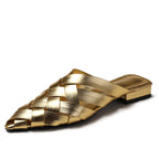 Gold woven casual men shoes, stylish for summer outings