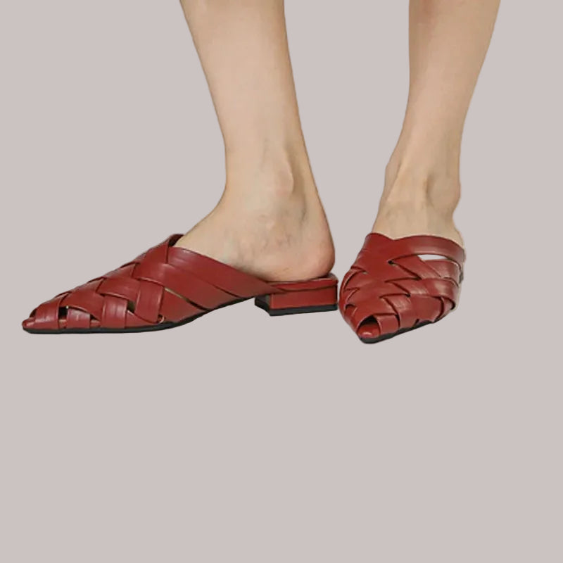Red braided casual men shoes, comfortable for summer outings