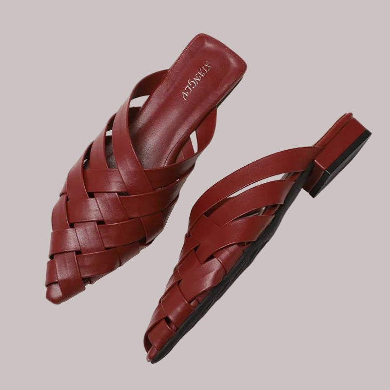 Red casual men shoes with woven design, perfect for everyday wear