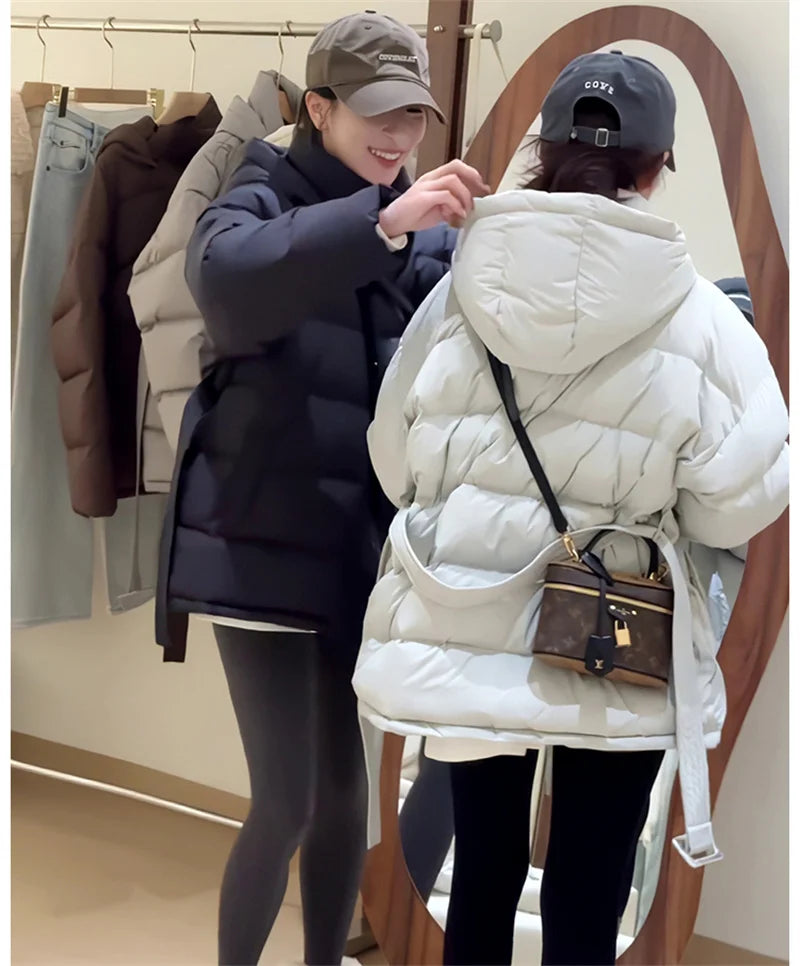 Hooded puffer jacket men, stylish winter wear, available in neutral colors