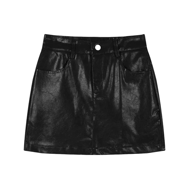 Black leather skirt mini for stylish casual outings