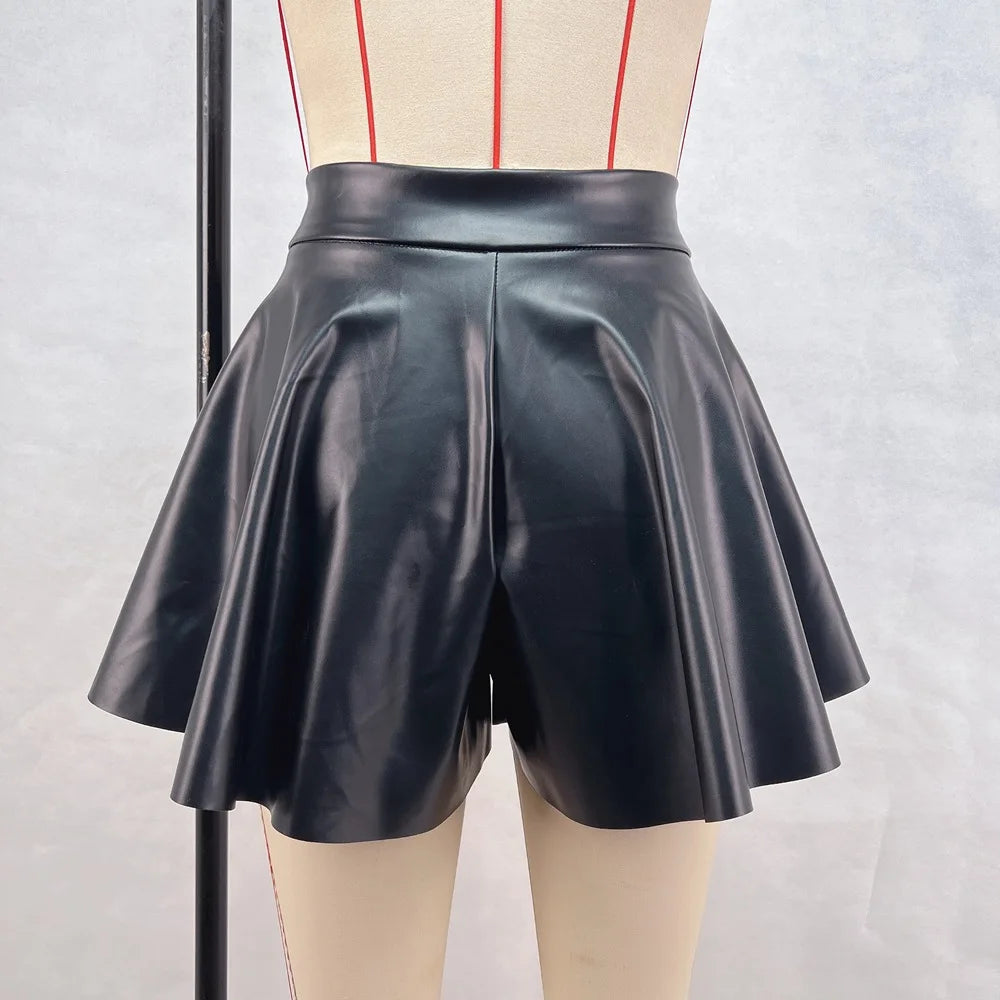 Black faux leather mini skirt for stylish casual outings