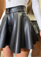 Women's black faux leather mini skirt, stylish for parties