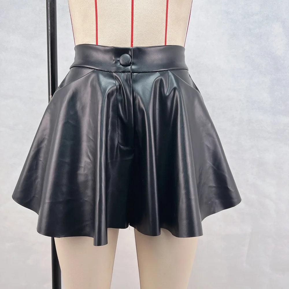 Women's black faux leather mini skirt for trendy casual wear