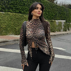 Women's long sleeve shirt in print leopard for stylish casual wear