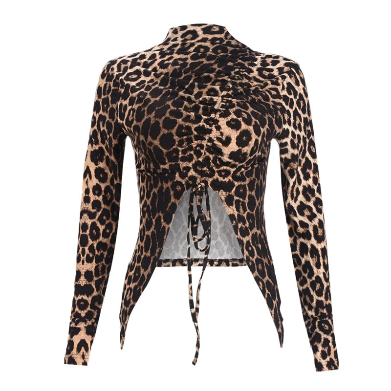 Women's print leopard top, soft material, stylish for casual outings