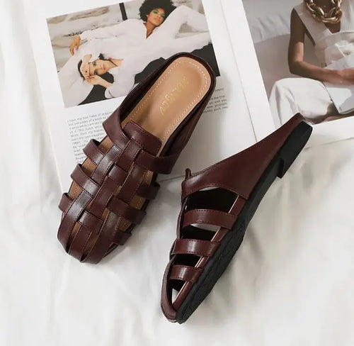 Women's brown leather sandals for summer, perfect for casual outings