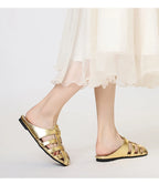 Women's gold sandals for summer, perfect for casual outings