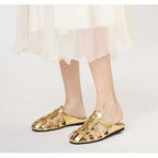 Women's gold sandals for summer, stylish and comfortable for warm days