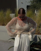 Women's sequin top in beige, perfect for summer outings