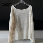 Women's cream sequin top, lightweight fabric for casual outings